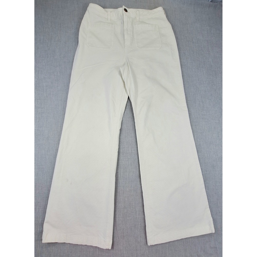 Faherty Women Cream Organic Cotton Blend Wide Leg Corduroy Pants Size 30